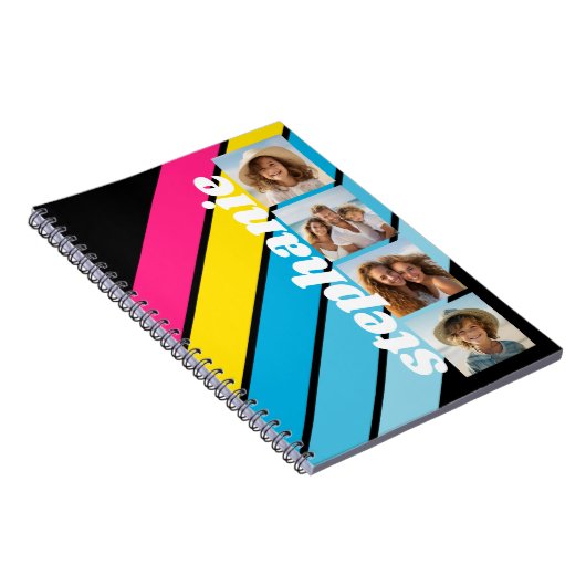 4 Foto Retro Stripe pattern cmyk skriptname Notizblock (Rechte Seite)