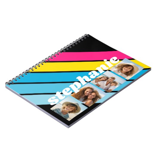 4 Foto Retro Stripe pattern cmyk skriptname Notizblock (Linke Seite)