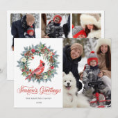 4 FOTO Roter Kardinal Weihnachtsfeier Feiertagskarte (Vorne/Hinten)