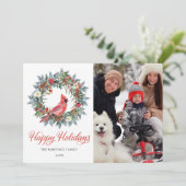 4 FOTO Roter Kardinal Weihnachtsfeiertag Karte (Stehend Vorderseite)