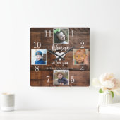 4 Foto Rustikal Braun Liebe Lugano Ufer Quadratische Wanduhr (Zuhause)