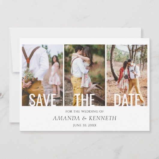4 Foto Save the Date Einladung Hochzeit (Vorderseite)