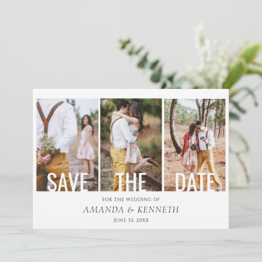 4 Foto Save the Date Einladung Hochzeit (Stehend Vorderseite)