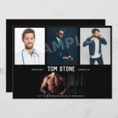 4 Foto-Schauspielerheadshot-Baut.-Karten-Schablone Einladung (Vorne/Hinten)