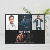 4 Foto-Schauspielerheadshot-Baut.-Karten-Schablone Einladung (Stehend Vorderseite)