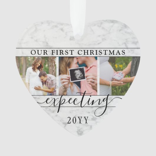 4 Foto Schwangerschaft 1. Weihnachtsfeiern Imitate Ornament (Vorderseite)