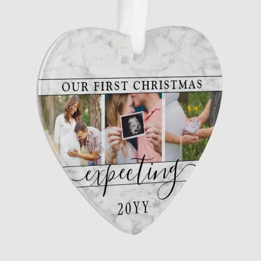 4 Foto Schwangerschaft 1. Weihnachtsfeiern Imitate Ornament (Vorderseite)