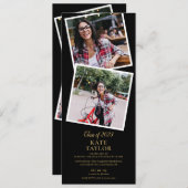 4 Foto Schwarz-Gold-Graduiertenparty Einladung (Vorne/Hinten)