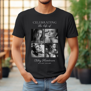4-Foto-Schwarzes Gedenk-T-Shirt – Ein Leben feiern T-Shirt