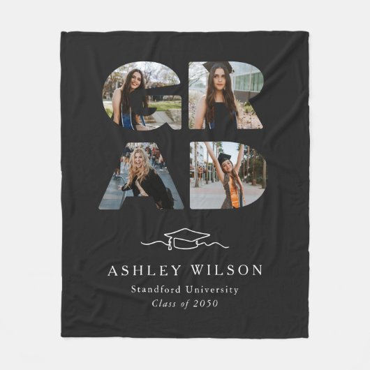 4 Foto Script Black Abschluss Fleecedecke (Vorderseite)