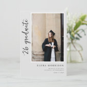 4 Foto Script Gray 2025 Graduation Einladungen (Stehend Vorderseite)