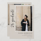 4 Foto Script Neutral 2025 Graduation Einladungen (Vorne/Hinten)