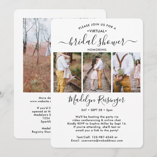 4 Foto Script Virtual Long Distance Brautparty Einladung (Vorne/Hinten)