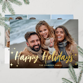 4 FOTO Sparkle Frohe Weihnachtsgrüße Gold Folien Feiertagskarte