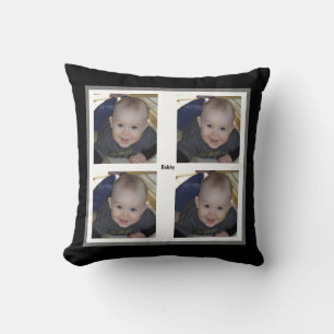 4 Foto Template Baby Boy Kinder schwarzer Geschenk Kissen
