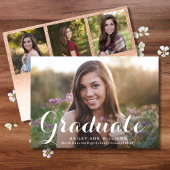 4 Foto Trendy Peach Chic Graduation Party Einladung