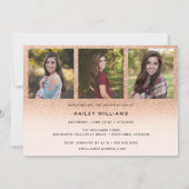 4 Foto Trendy Peach Chic Graduation Party Einladung (Rückseite)