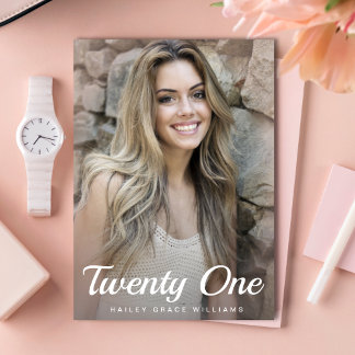 4 Foto Trendy Pink 21. Geburtstag Party Einladung