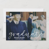 4 Foto Trendy Script Moderner Abschluss Einladung (Vorderseite)