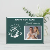 4-Foto-Uhr-Karte zum Jahresvergnügen wechseln Einladung (Stehend Vorderseite)