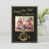 4-Foto-Uhr-Karte zum Jahresvergnügen wechseln Einladung (Stehend Vorderseite)