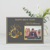 4-Foto-Uhr-Karte zum Jahresvergnügen wechseln Einladung (Stehend Vorderseite)