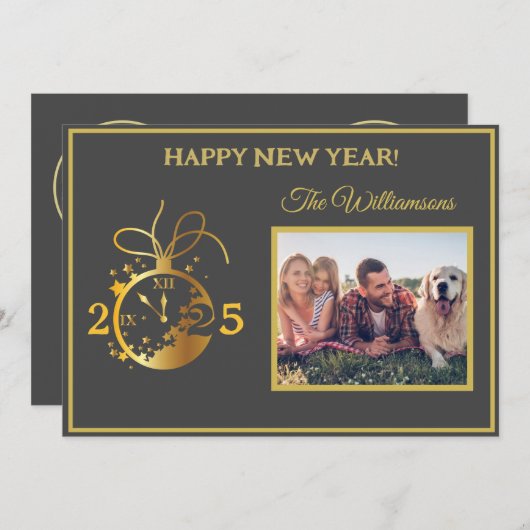 4-Foto-Uhr-Karte zum Jahresvergnügen wechseln Einladung (Vorne/Hinten)