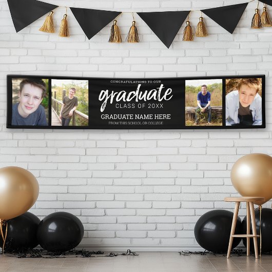 4 Foto Virtual Abschluss Class of add year Black Banner