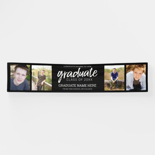 4 Foto Virtual Abschluss Class of add year Black Banner (Horizontal)