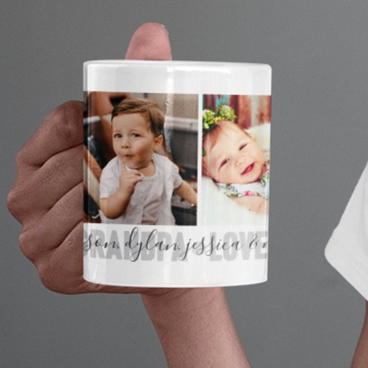 4-Foto von Love You Grandpa Grandchildren’s Names Kaffeetasse