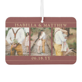 4 Foto Wedding Collage Burgundy Red & Gold Heart Autolufterfrischer