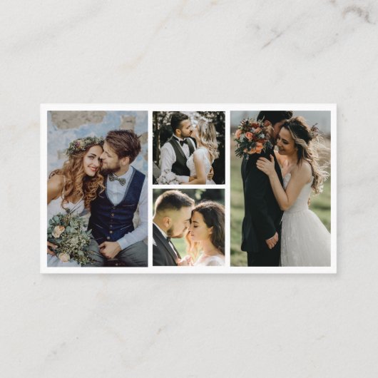 4 Foto Wedding Collage Fotograf QR Code Visitenkarte (Rückseite)