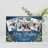 4 FOTO Weihnachten Rustikal Blauer Wald Gruß (Stehend Vorderseite)