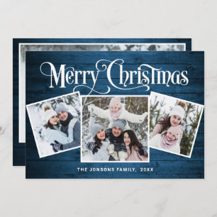 4 FOTO Weihnachten Rustikal Blauer Wald Gruß