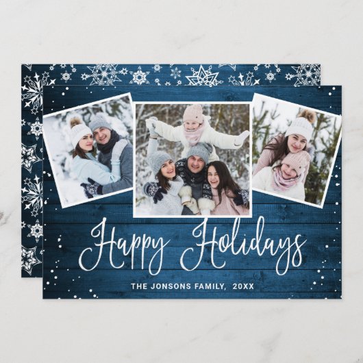 4 FOTO Weihnachten Rustikal Blauer Wald Gruß (Vorne/Hinten)