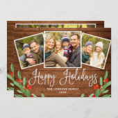 4 FOTO Weihnachten Rustikal Braun Holz Gruß (Vorne/Hinten)