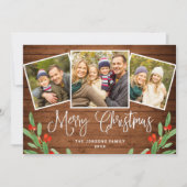 4 FOTO Weihnachten Rustikal Braun Holz Gruß (Vorderseite)