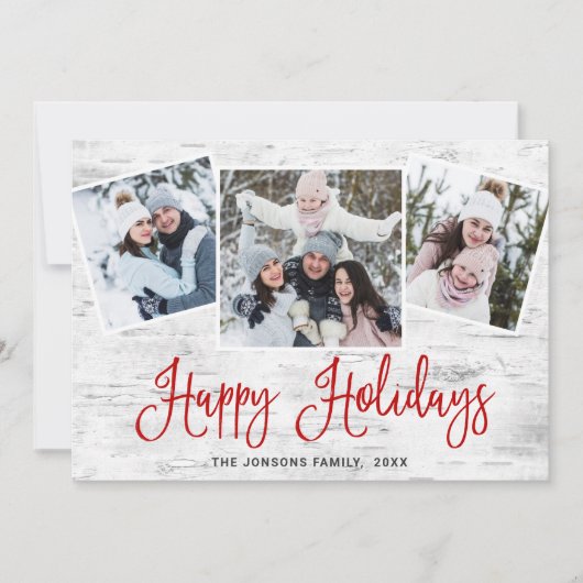 4 FOTO Weihnachten Rustikale Birch Bark Gruß (Vorderseite)