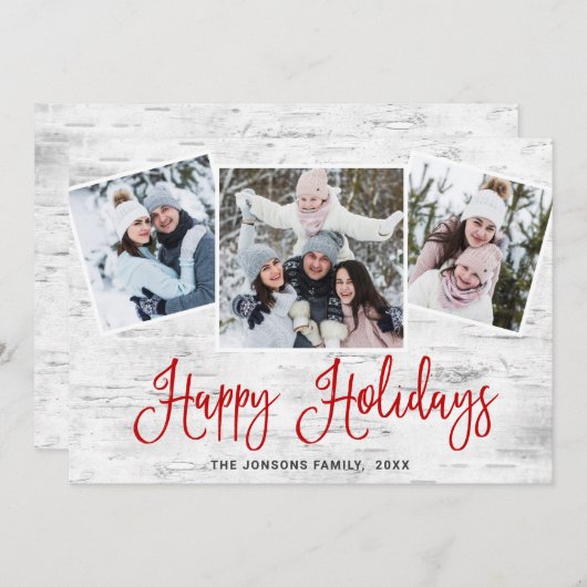 4 FOTO Weihnachten Rustikale Birch Bark Gruß (Vorne/Hinten)