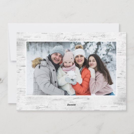 4 FOTO Weihnachten Rustikale Birch Bark Gruß (Rückseite)