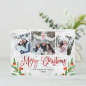 4 FOTO Weihnachten Rustikale Birch Bark Gruß (Stehend Vorderseite)