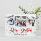 4 FOTO Weihnachten Rustikale Birch Bark Gruß (Stehend Vorderseite)