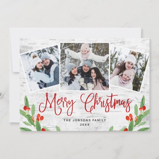 4 FOTO Weihnachten Rustikale Birch Bark Gruß (Vorderseite)