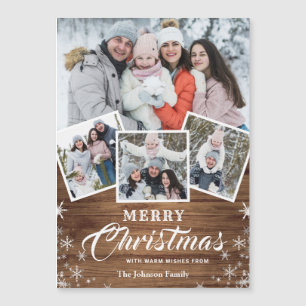 4 FOTO Weihnachten Rustikale Holz Magnetkarte