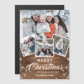 4 FOTO Weihnachten Rustikales Holz Magnetkarte (Vorne/Hinten)