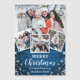 4 FOTO Weihnachts-Rustikal-Holzmagnetkarte Magnetkarte