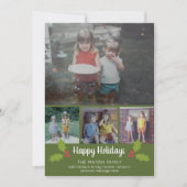 4 Foto Weihnachtscollage - Retro Holly Feiertagskarte (Vorderseite)