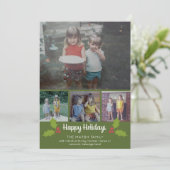 4 Foto Weihnachtscollage - Retro Holly Feiertagskarte (Stehend Vorderseite)