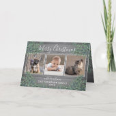 4 Foto Weihnachtsgrün & Grauholz geklappt Feiertagskarte (Vorderseite)