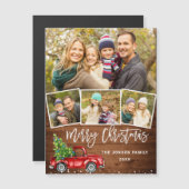 4 FOTO Weihnachtsroter LKW Gruß Magnetkarte (Vorne/Hinten)